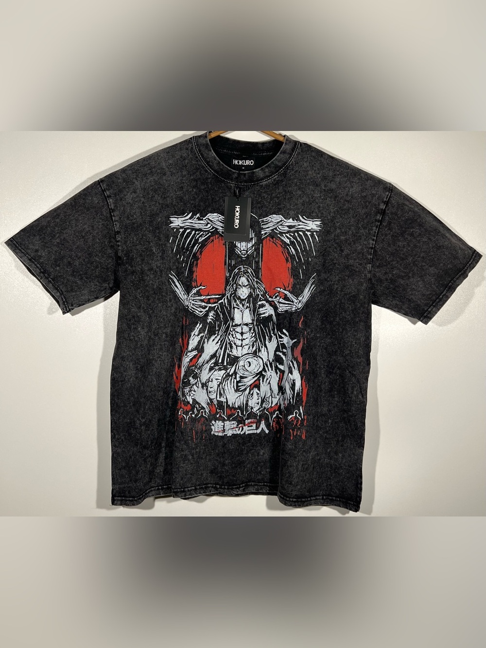 Hokuro Clothing Anime Rumbling Eren Yeager Attack on Titan T Shirt Oversized M